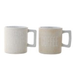 Modern unique stoneware mug ceramic mug with COFFEE WORDS for gift