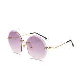 10035 Superhot Eyewear Fashion Round Rimless Sun glasses Women Oversized Sunglasses