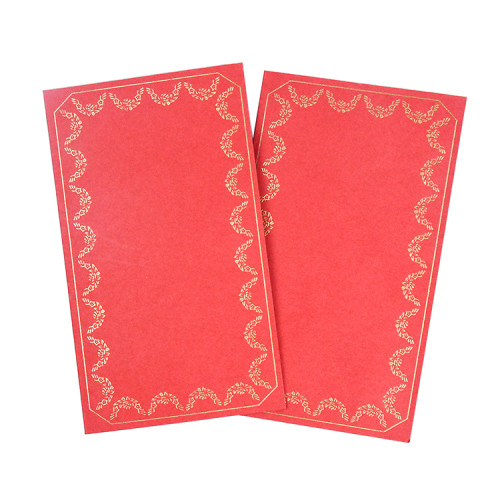 Wholesale Wedding Invitation Mini Size Custom Gold Foil Logo Red Color Paper Folders with Two Pockets