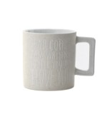 Modern unique stoneware mug ceramic mug with COFFEE WORDS for gift