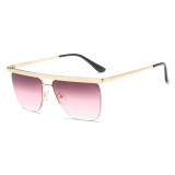 61016 Men Women Brand Designer Sun glasses Flat Top Rimless Gradient Shades Fashion half frame Sunglasses