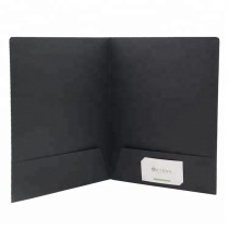 Wholesale custom logo printed black paper a4 folders with two pocket