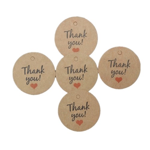 Free sample custom Printed Die Cut Earring Round handmade brown kraft greeting thank you card with hole