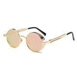 92714 Superhot Eyewear Retro Vintage Round Metal Steampunk Sunglasses