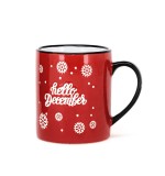 Popular Top Grade Cheap Ceramic Red Christmas Coffee Mug silk print with handpaint