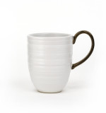 12OZ High Quality matte black white glaze with gold metal glaze handle ceramic mug