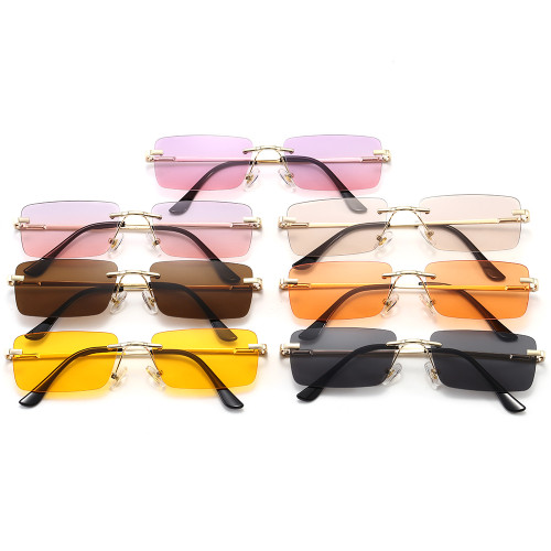 Superhot Eyewear 45700 Fashion 2020 Retro Vintage Spring Hinges Sun glasses Small Rimless Rectangular Sunglasses