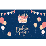 New custom screen printing polyester hanging flag happy birthday party decoration flag banner