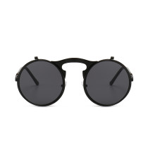 11336 Superhot Eyewear Round Metal Flip up Sun glasses Steampunk Sunglasses