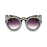 10828 Superhot Eyewear Luxury Women Cat Eye Jewels Pearl Rhinestone Sunglasses
