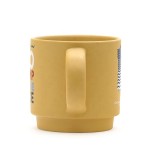 Eco friendly 12oz stoneware bulk ceramic travel mug black yellow with custom decal pattern for gift