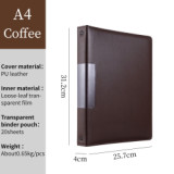 A3 Hardcover Black Blue PU File Foder Red Brown Leather 4 Ring Binder For A4 Size Documents