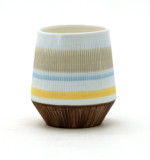 ceramic multicolor line luxury pure white tea sets 6oz Coffee Cup