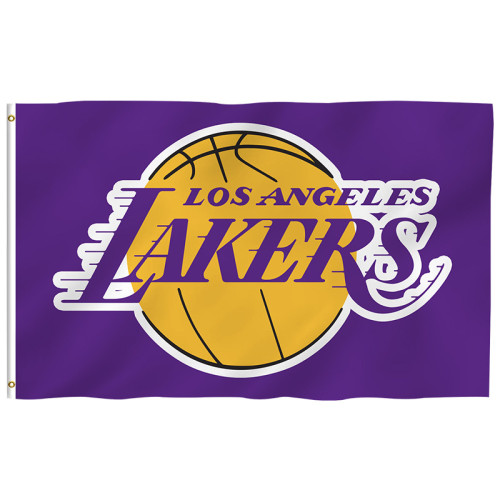 High quality Fast delivery custom 90*150cm laker flag 3*5ft wholesale NBA lakers flag