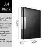 A3 Hardcover Black Blue PU File Foder Red Brown Leather 4 Ring Binder For A4 Size Documents