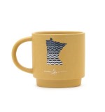 Eco friendly 12oz stoneware bulk ceramic travel mug black yellow with custom decal pattern for gift