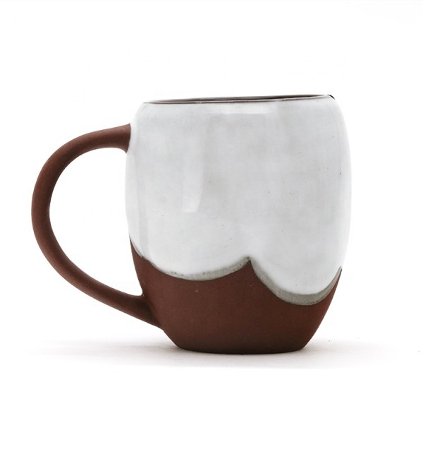 Custom logo coffee drinkware white ceramic mug with red handle