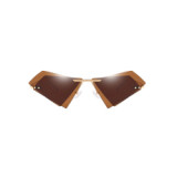 JR66265  Men Women Brand Designer Sun glasses Irregular Shades Tinted Double Lenses Fashion Rimless Sunglasses