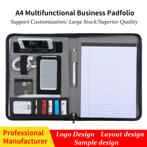 Custom Promotional Gifts Presentation Folder Business Briefcase A4 Custom Leather Padfolios With Business Logo