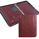 Professional Resume Black Padfolio with Secure Zippered Closure,Travel Brown Binder Zipper Portfolio Folder Leather
