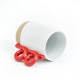 2020 new design stoneware coffee mug drink mugs with 3d red handle