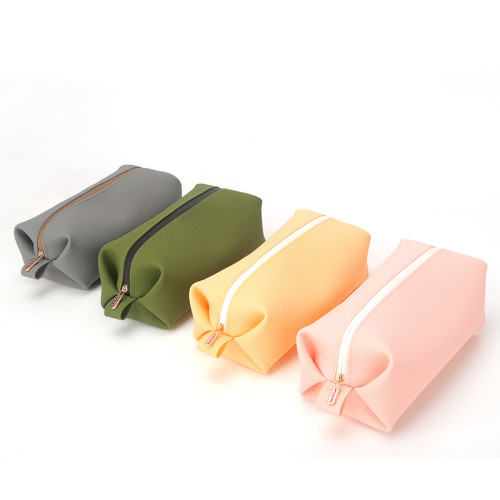 Solid Color Silicone Makeup Lady Waterproof Storage Bag Hand Bag Army Green Wash Cosmetic Bag Custom LOGO