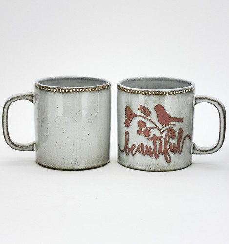 European Style Hand Printing Coffee Cup Ceramic Porcelain 12oz Ceramic Coffee Mugs as Gift