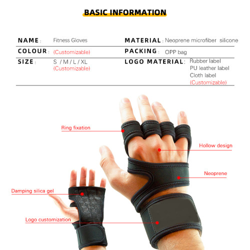 Factory Made Cheap Neoprene Bodybuilding Sport  Gloves For Fitness