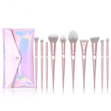 Hologram PU Leather Makeup Brushes Set Blush Blending Eyeshadow Travel Women Cosmetic Bag