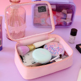 Luxury Personalized Clear PVC Leather cosmetic case bag pouch travel toilet bag