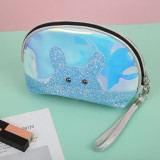 New Design Custom Logo Wholesale Laser Cartoon Rabbit Makeup Bag for Women Portable Lovely Travel Cosmetic Bag Wash Bag