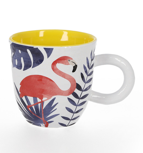 Custom Logo 16oz Round Hand Paint Earthenware Cup White Ceramic Coffee Mug