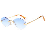 22140 Superhot Eyewear 2019 Fashion Diamond Cutting Lady Sun glasses Tinted Rimless Sunglasses