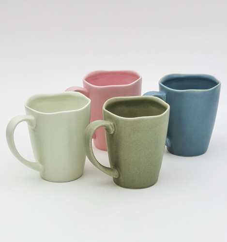 Pure Color Nordic Style 8oz Irregular Drink Cup Coffee Mugs Modern Ceramic Mugs