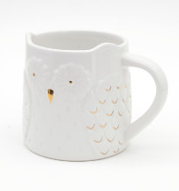 Custom Design White 16oz 3d Hand Paint Earthenware Owl Mug Ceramic Coffee
