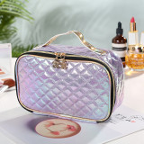 New trending luxury laser PU leather makeup bags organizer travel brush storage bag make up case cosmetic bags