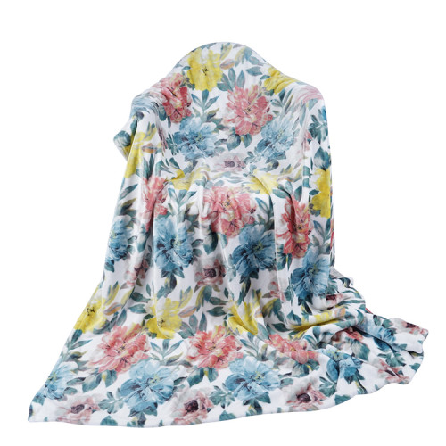 Flannel Printed Blanket Super Soft Fleece Blanket For Spring Series Floral
