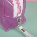 Lovely Fashion Waterproof Transparent PVC Candy Colored Girls Portable Cosmetic Bag Make up Case Bag For Ladies