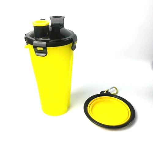 Dog water 2 in 1 bottle with collapsible bowl, outdoor dog water bottle