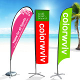 Customized outdoor flagpole beach advertising colorful knife banner water drop feather flag