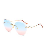 10235 Superhot Eyewear Fashion Women Gradient Frameless Shades Sun glasses Trimming Rimless Sunglasses