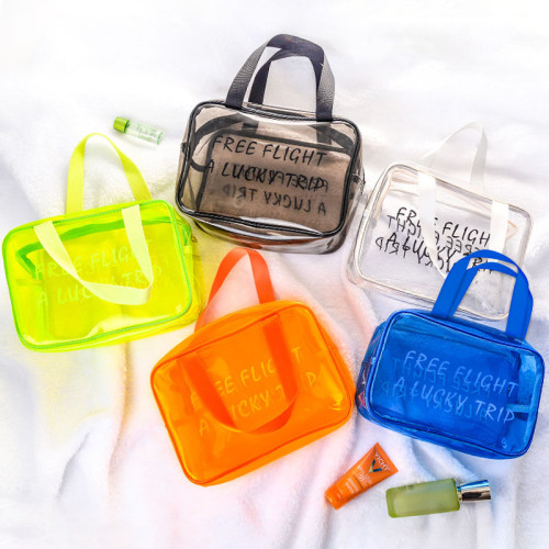 Custom LOGO Travel Transparent Makeup Bag PVC Zipper Tote Cosmetic Bag Pouch Clear Beauty Make Up Bags