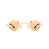 203101 Superhot Eyewear 2019 Fashion Steampunk Style Gold Small Round Metal Sunglasses