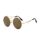 22633 Superhot Eyewear 2018 Round Gold Metal Alloy Frame Big Size Coating lens Unisex Sunglasses
