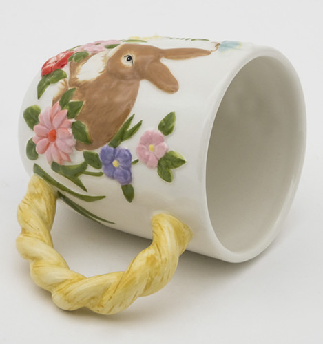 OEM Water Cafe Cup Hand Prints Birds 12oz Large Porcelain Mug Ceramic