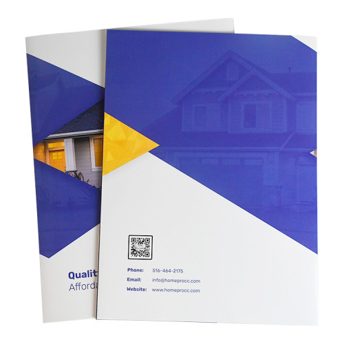Custom Printed Real Estate Corporate Paper File Presatation Folder with Pockets and Business Card Slot
