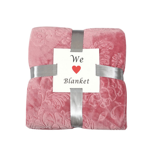 High quality polyester embossed flannel fleece blanket