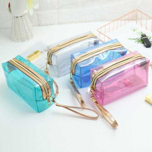 Promotional Make up Brush Pouch Bag Shiny Clear Jelly PVC Cosmetic Bag Ladies Women Girls Travel Makeup Bags