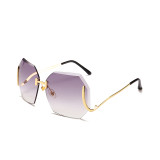 10435 Superhot Big Size Rimless Cutting Edge Manner of Africa Popular Style Metal Temple Attractive 2018 Sunglasses Women