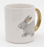 Large Nordic Style Animal Glaze Ceramic Coffee Mugs Modern Coffee Cup with Gold Handle